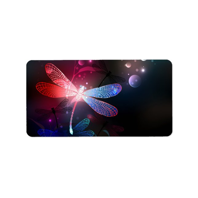 Glowing red dragonfly label (Front)