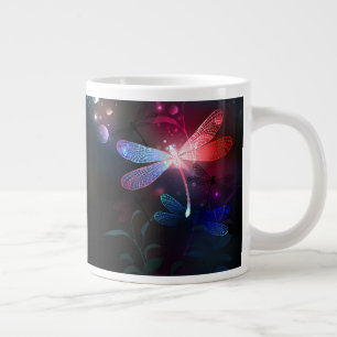 Glowing red dragonfly large coffee mug