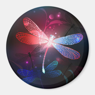 Glowing red dragonfly magnet