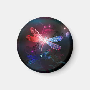 Glowing red dragonfly magnet