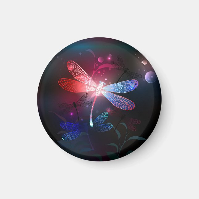 Glowing red dragonfly magnet (Front)