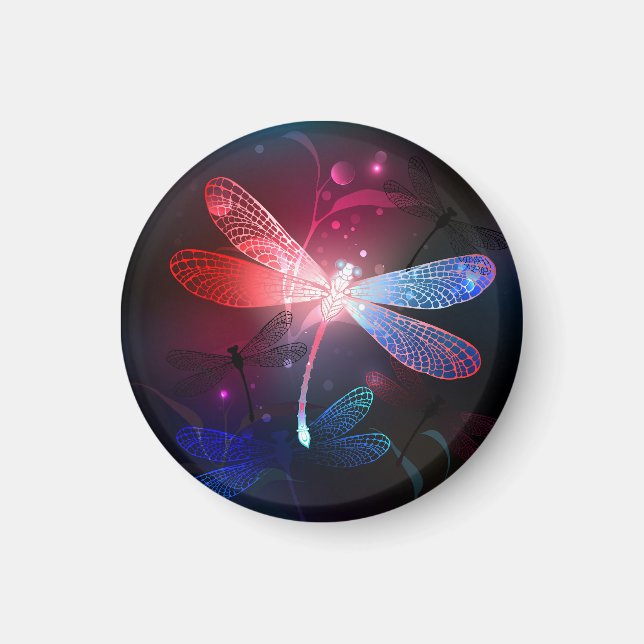 Glowing red dragonfly magnet (Front)