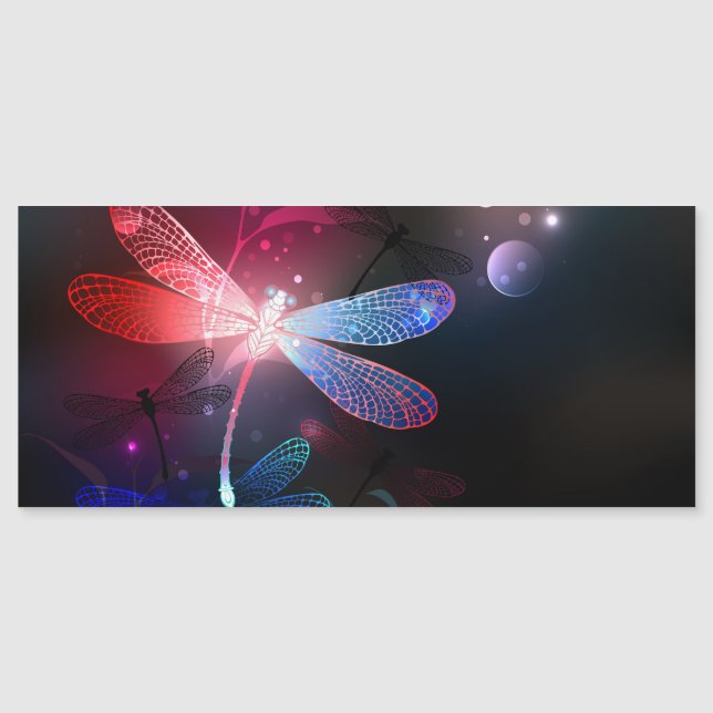 Glowing red dragonfly magnetic invitation (Front)