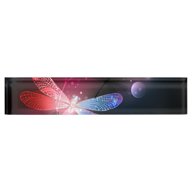 Glowing red dragonfly nameplate (Front)