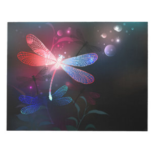 Glowing red dragonfly notepad