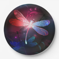 Glowing red dragonfly