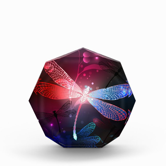 Glowing red dragonfly photo block (Front)