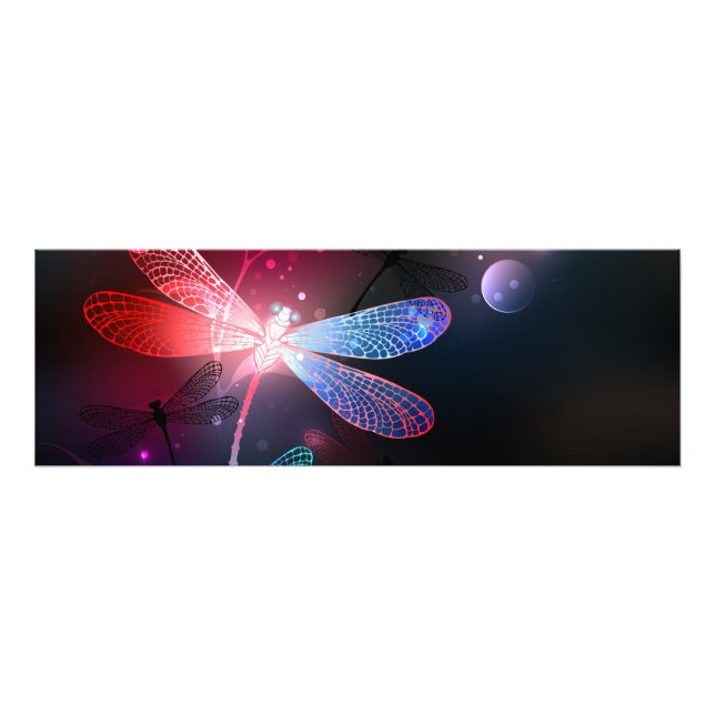 Glowing red dragonfly photo print (Front)