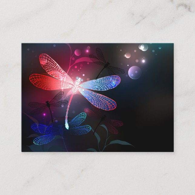 Glowing red dragonfly place card (Front)