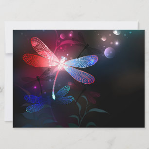 Glowing red dragonfly save the date