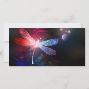 Glowing red dragonfly save the date