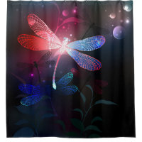 Glowing red dragonfly