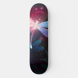 Glowing red dragonfly skateboard
