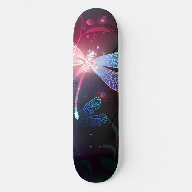 Glowing red dragonfly skateboard (Front)