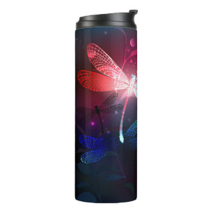 Glowing red dragonfly thermal tumbler