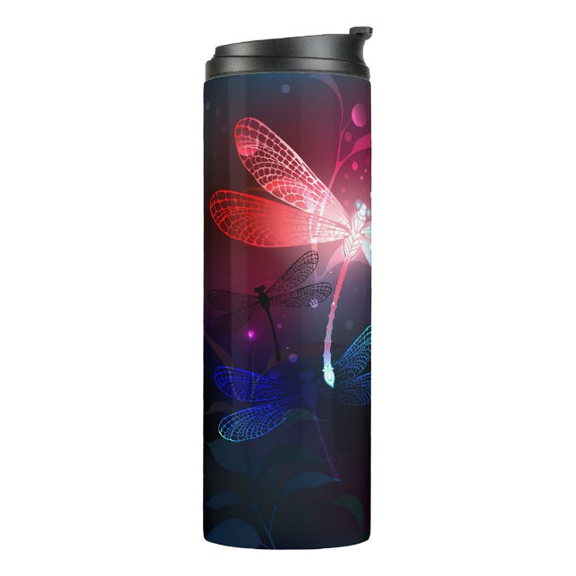 Glowing red dragonfly thermal tumbler (Rotated Left)