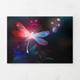 Glowing red dragonfly Tri-Fold announcement