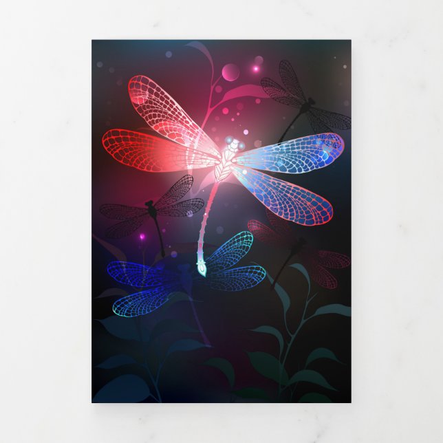 Glowing red dragonfly Tri-Fold announcement (Cover)