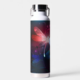 Glowing red dragonfly water bottle