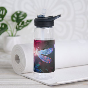 Glowing red dragonfly water bottle