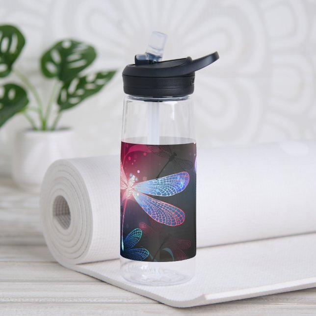 Glowing red dragonfly water bottle (Yoga)