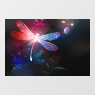 Glowing red dragonfly window cling