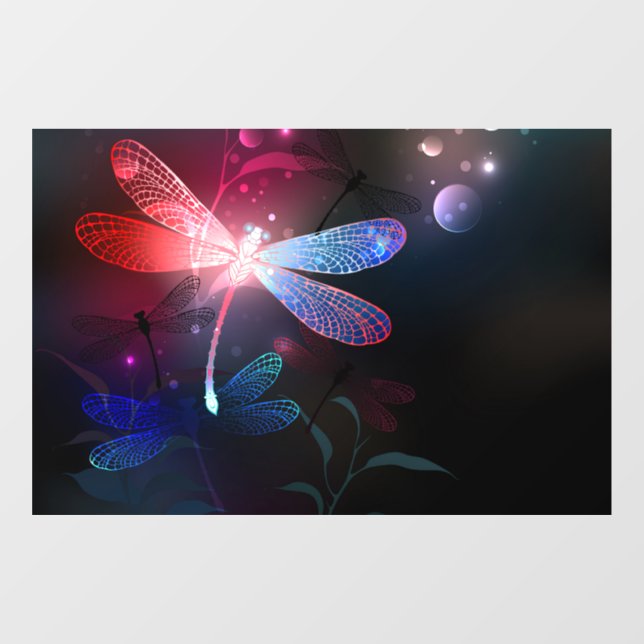 Glowing red dragonfly window cling (Sheet)