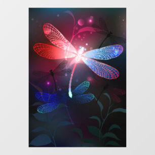Glowing red dragonfly window cling