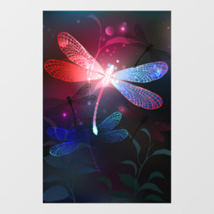 Glowing red dragonfly window cling