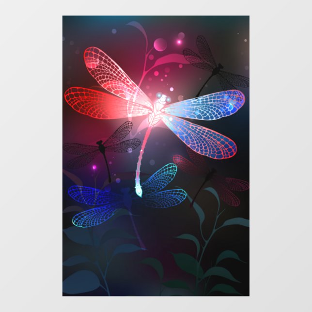 Glowing red dragonfly window cling (Sheet)