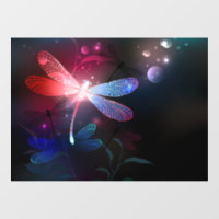 Glowing red dragonfly