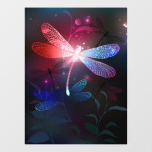 Glowing red dragonfly window cling