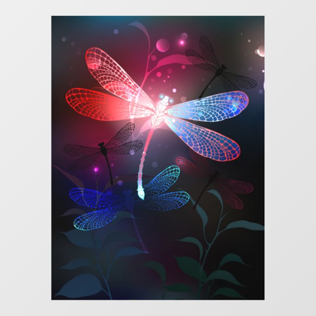 Glowing red dragonfly window cling (Sheet)