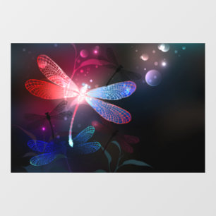 Glowing red dragonfly window cling