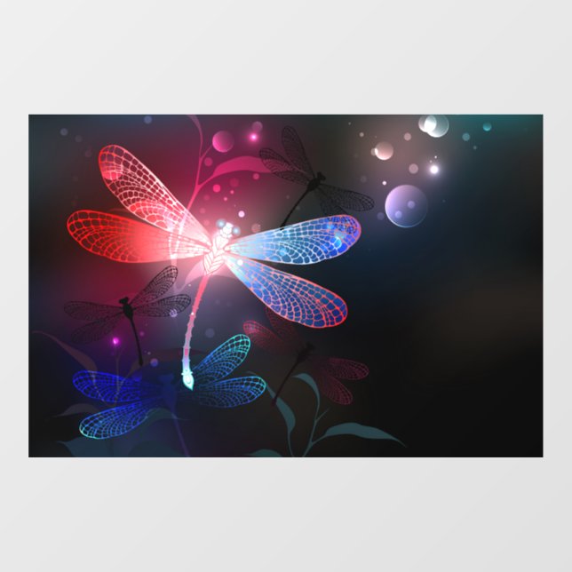 Glowing red dragonfly window cling (Sheet)