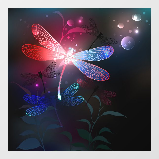 Glowing red dragonfly window cling (Sheet)