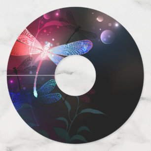 Glowing red dragonfly wine glass tag