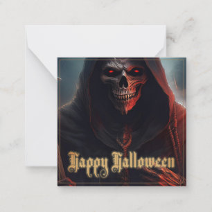 Glowing Red Eyes Reaper Halloween Art Card