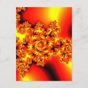 Glowing red fractal postcard