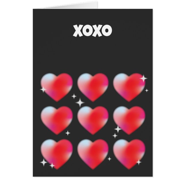 Glowing red hearts valentine's day  (Front)