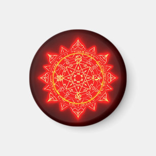 Glowing Red Magical Circle With Mystical Symbols Magnet