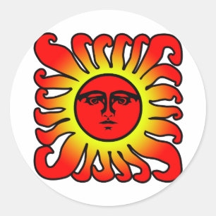 Glowing Red Sun Sticker
