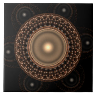 Glowing round fairy fractal ornament tile
