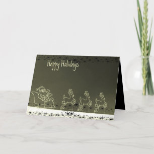 Glowing Santa & Reindeer Holiday Card