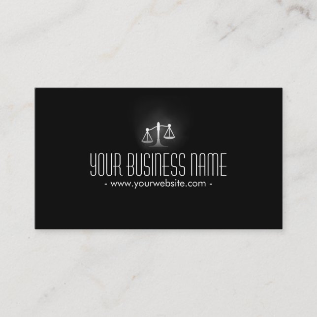 Glowing Scale Icon Attorney/Lawyer Business Card (Front)