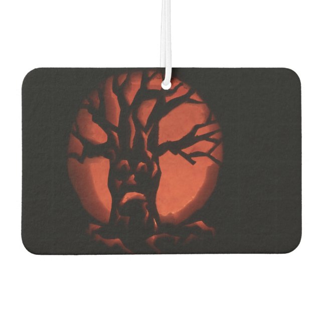 Glowing Scared Dead Tree Halloween Pumpkin Car Air Freshener (Front)