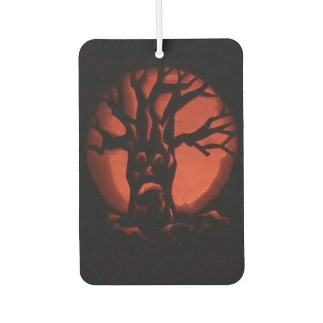 Glowing Scared Dead Tree Halloween Pumpkin Car Air Freshener (Front)