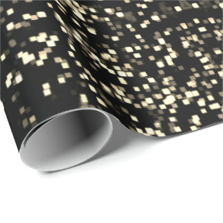 Glowing sepia bokeh Christmas lights cubes festive Wrapping Paper