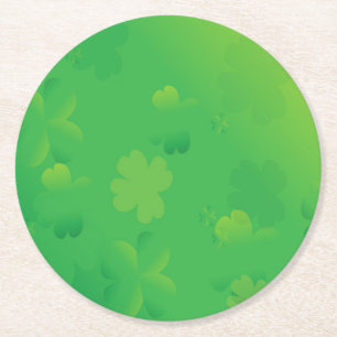 Glowing Shamrocks Round Paper Coaster