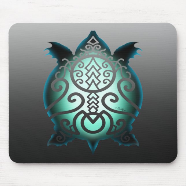 Glowing Silhouette Snapper Turtle Mouse Mat (Front)